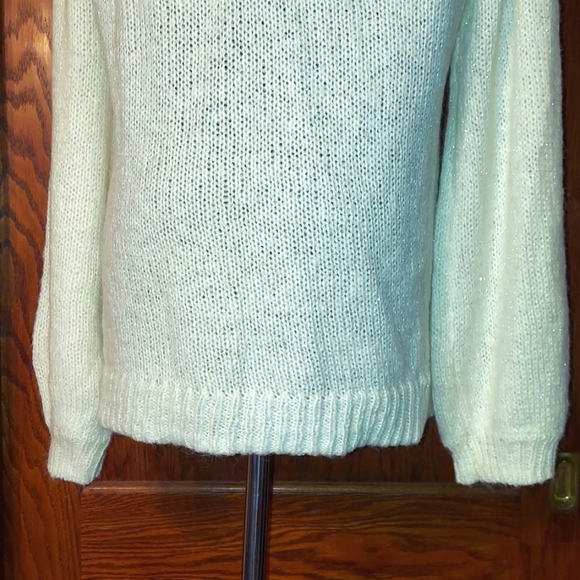 Lauren Conrad Scoop Neck Tie Back Soft Silver Knit Sweater - Picture 6 of 9